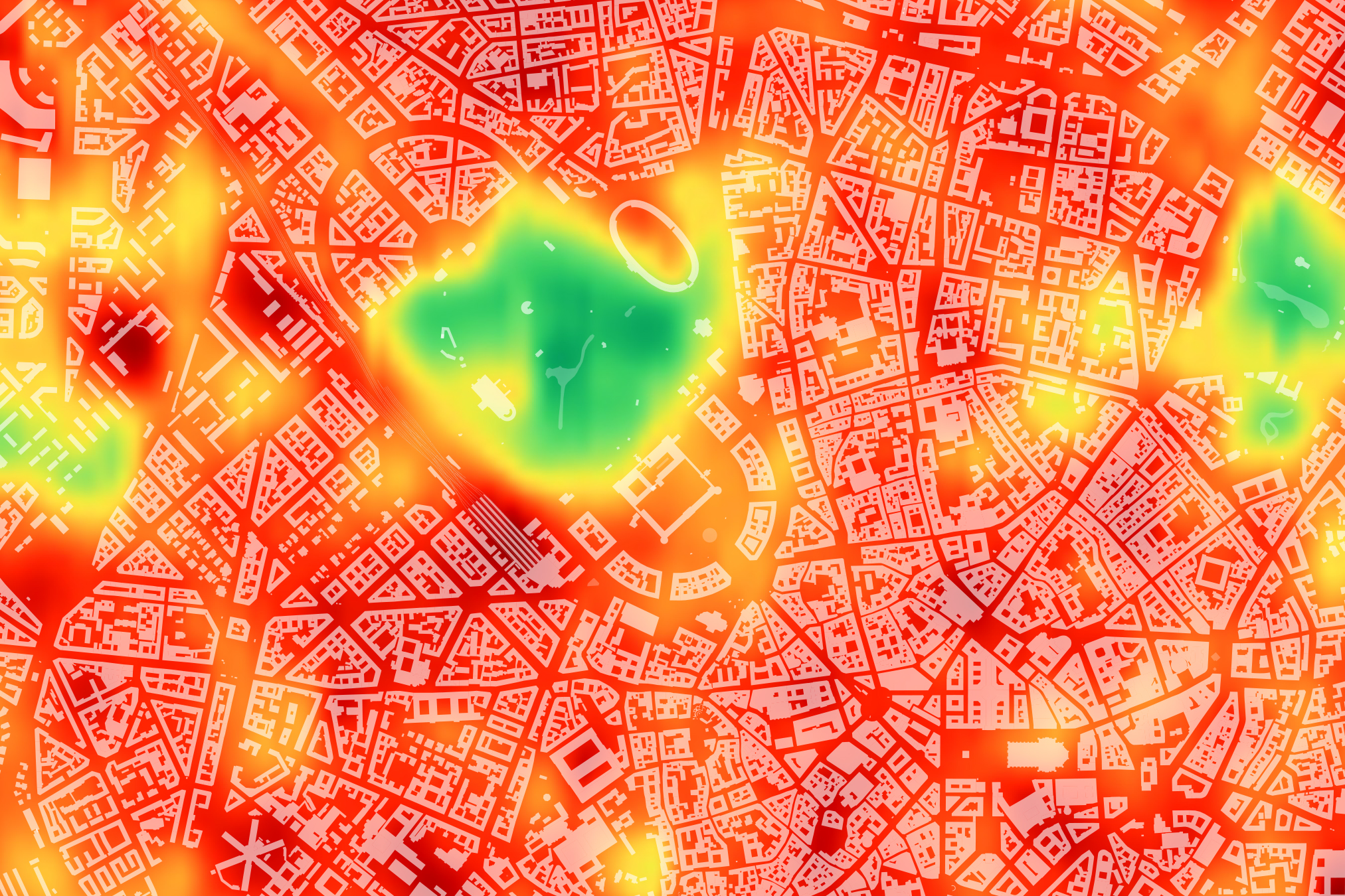 Mappa di calore urbana — isole di calore
